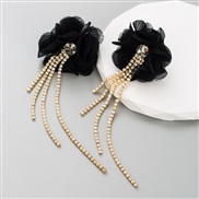( black) new fashion exaggerating color Cloth flowers tassel earrings occidental style temperament high