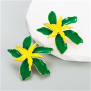 ( green)occidental style fashion exaggerating earrings woman enamel flowers Double layer ear stud double color splice t