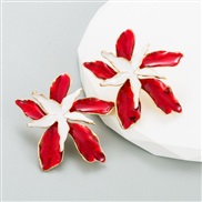 ( red)occidental style fashion exaggerating earrings woman enamel flowers Double layer ear stud double color splice temp