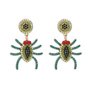 ( green)UR occidental style spider insect Modeling ear stud enamel diamond personality