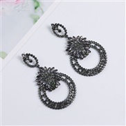 ( gun black)occidental style style Bohemian style fully-jewelled carving retro silver flash diamond ear stud banquet Ea