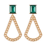 ( Gold)E occidental style  Drop-type chain hollow brief earrings temperament retro samll diamond ear stud