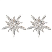 ( white)earrings occidental style Alloy diamond flowers Modeling earrings woman fully-jewelled ear stud Autumn and Wint