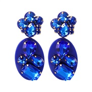 ( blue)geometry Oval earring diamond ear stud woman personality occidental style fashion head earringsins same style