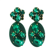 ( green)geometry Oval earring diamond ear stud woman personality occidental style fashion head earringsins same style
