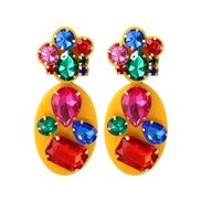 ( Color)geometry Oval earring diamond ear stud woman personality occidental style fashion head earringsins same style