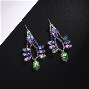 (2 green)fashion fashion earring color diamond claw chain earrings multicolor gradual change brief atmospheric EarringE