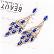 (gold + sapphire blue )occidental style multicolor  crystal leaves earrings personality diamond ear stud E