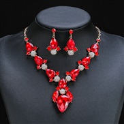 ( red) occidental style exaggerating necklace earrings two woman short style drop pendant temperament all-Purpose clavic