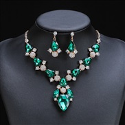 ( green) occidental style exaggerating necklace earrings two woman short style drop pendant temperament all-Purpose cla