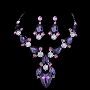 (purple) occidental style exaggerating necklace earrings two woman short style drop pendant temperament all-Purpose cla