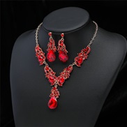( red)occidental style exaggerating temperament necklace earrings two retro Alloy
