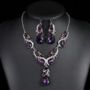 (purple)occidental style exaggerating temperament necklace earrings two retro Alloy