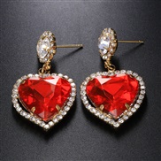 ( Gold)occidental style luxurious  lady elegant retro color heart-shaped brief Rhinestone earringsearrings