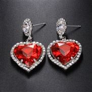 ( Silver)occidental style luxurious  lady elegant retro color heart-shaped brief Rhinestone earringsearrings