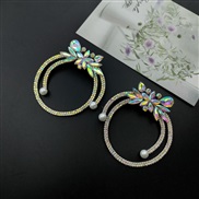 (AB Color diamond )occidental style style exaggerating big circle circle Rhinestone Pearl circle earrings silver ear st