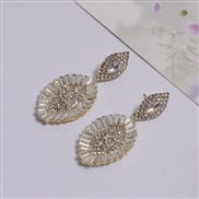 (925 Silver needle  Gold)fully-jewelled rhombus zircon Rhinestone drop earrings style high-end silver Earring woman