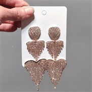 (925 Silver needle  Gold)occidental style exaggerating width multilayer tassel Rhinestone love earrings silver flash di