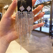 ( Silver)Korea big pure silver tassel zircon fully-jewelled earrings banquet exaggerating super earring