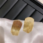 (313 Gold)occidental style retro high gold tassel earrings exaggerating wind big ear stud geometry earrings Earring