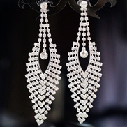 ( Silver)occidental style fashion Rhinestone tassel earrings diamond exaggerating Ear clip big earrings ear stud