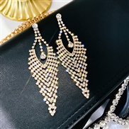 ( Gold)occidental style fashion Rhinestone tassel earrings diamond exaggerating Ear clip big earrings ear stud