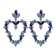 ( blue)occidental style exaggerating super big love earrings retro hollow Alloy diamond Peach heart earring