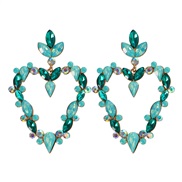 ( green)occidental style exaggerating super big love earrings retro hollow Alloy diamond Peach heart earring