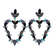 ( black)occidental style exaggerating super big love earrings retro hollow Alloy diamond Peach heart earring