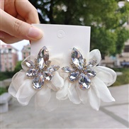 ( white)ins wind super Chiffon flowers earrings  sweet temperament drop diamond colorful diamond earring