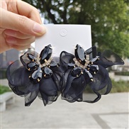 ( black)ins wind super Chiffon flowers earrings  sweet temperament drop diamond colorful diamond earring