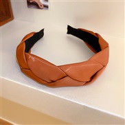( red coffeeg ) elegant high twisted Headband leather fashion width high