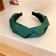 (  green) elegant high twisted Headband leather fashion width high