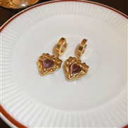 (  Gold) same style titanium steel love buckle earrings Korea high retro earring fashion temperament Earring w