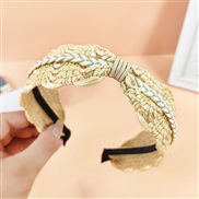 ( khaki)Bohemian style Headband brief width cortex high-end weave Headband