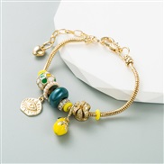 ( yellow)occidental style new DIY Alloy bangle cartoon crystal beads trend bracelet