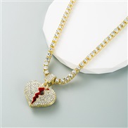 creative fully-jewelled love necklace Rhinestone high necklaceins wind woman