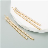 (zircon )ins wind earrings woman long style exaggerating earring bronze gold plated embed Zirconium high temperament Ea