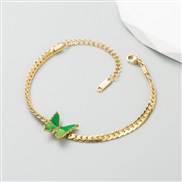 (butterfly )occidental style fashion ins wind titanium steel elegant enamel color butterfly high temperament bracelet
