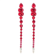 ( red)earrings super claw chain Alloy diamond glass diamond long style occidental style exaggerating earrings woman ear