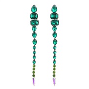 ( green)earrings super claw chain Alloy diamond glass diamond long style occidental style exaggerating earrings woman e