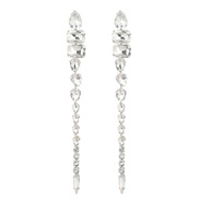 ( Silver)earrings super claw chain Alloy diamond glass diamond long style occidental style exaggerating earrings woman 