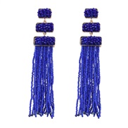 ( blue)occidental style Alloy resin long style beads tassel earrings woman retro Bohemia ethnic style Earring