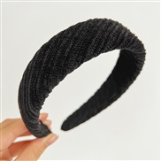 ( black )Korea fashion width pattern Headband pure color Cloth high HeadbandR