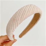 ( Beige )Korea fashion width pattern Headband pure color Cloth high HeadbandR