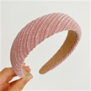 ( Pink )Korea fashion width pattern Headband pure color Cloth high HeadbandR
