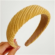 ( yellow )Korea fashion width pattern Headband pure color Cloth high HeadbandR
