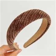 ( brown )Korea fashion width pattern Headband pure color Cloth high HeadbandR