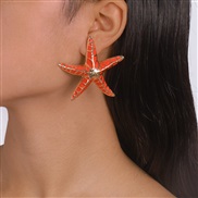 ( Orange)E occidental style  geometry Alloy enamel Earring starfish wind earrings woman