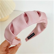 ( Pink )Korea high pure color all-Purpose width wave Headband temperament brief generous high HeadbandF